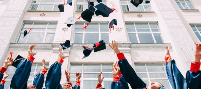 Students walking on a university campus