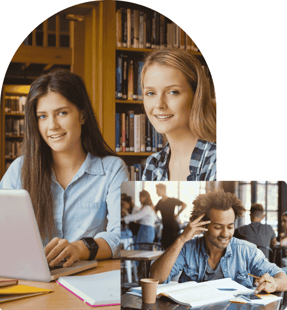Girl and boy sitting in front of laptop