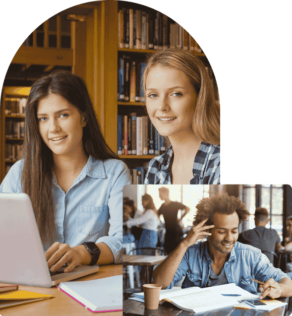 Girl and boy sitting in front of laptop